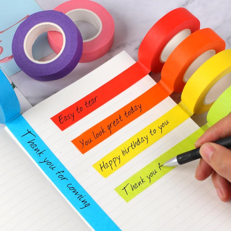 Guirnd 12PCS Colored Masking Tape, Arts & Crafts Supplies Colored Tape for Kids, Color Painters Tape Rolls 1.7cm x 18m (2/3In x 19.5Yards) - Image 5